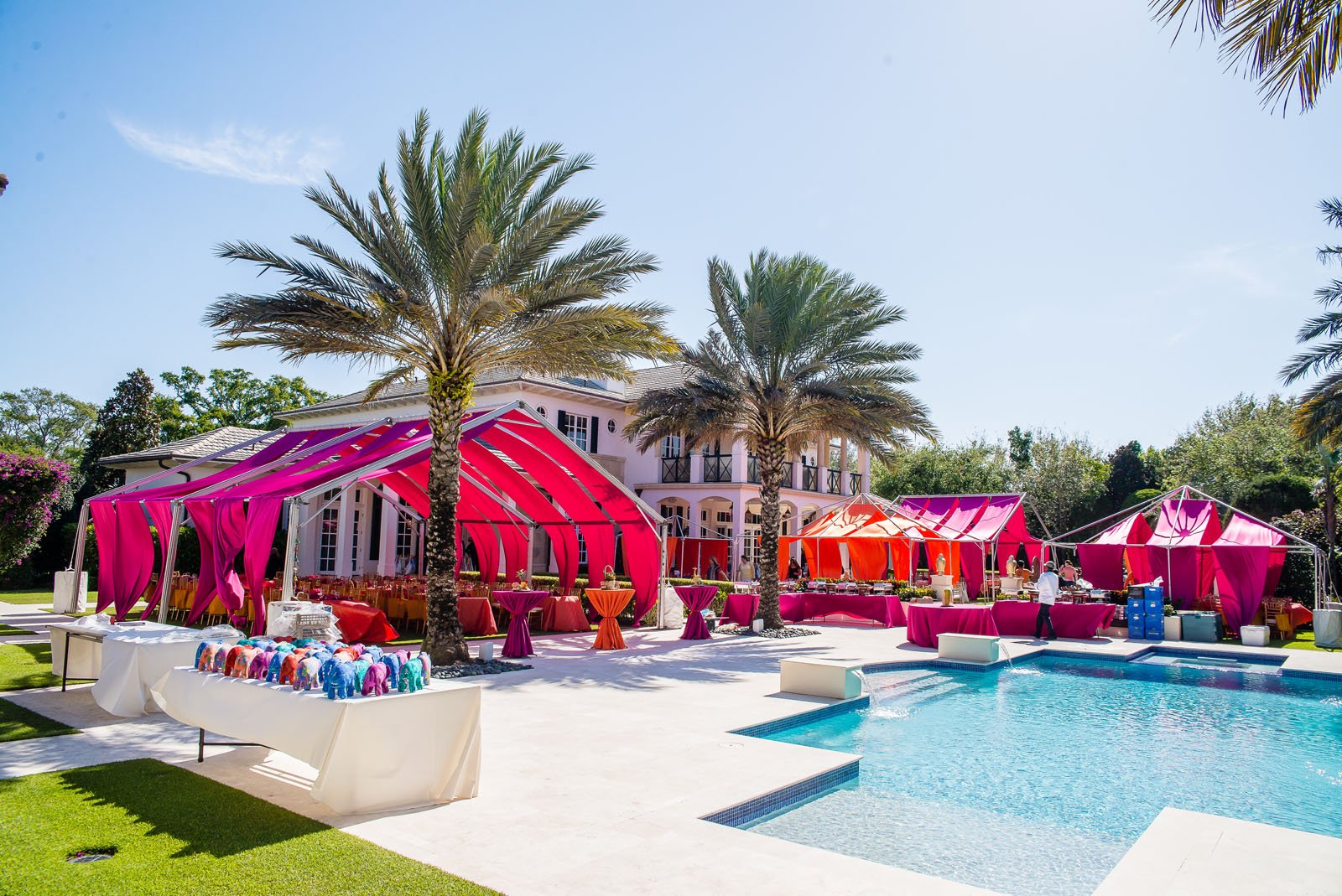 Bounce house and party rental equipment set up for an Atlanta event