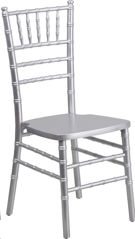 Silver Chiavari chair with cushion, available to rent in Atlanta, Georgia