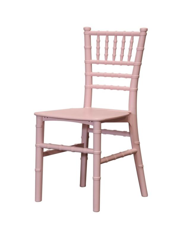 Pink child-size Chiavari chair, available to rent in Atlanta, Georgia