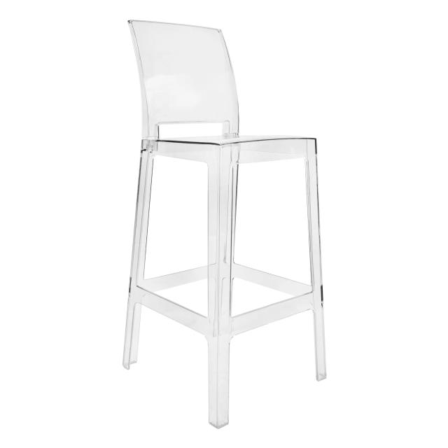 Clear acrylic ghost barstool, available to rent in Atlanta, Georgia